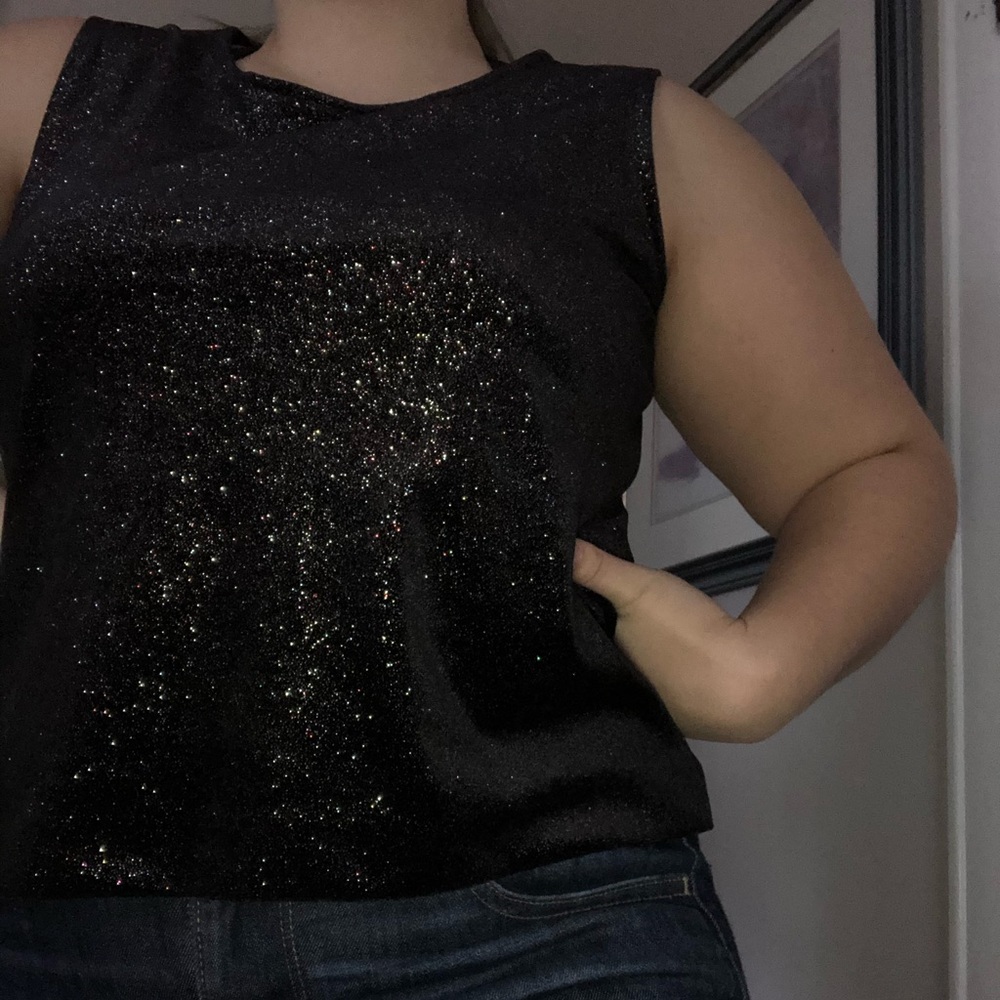 Sparkly Black Velvet Tanktop